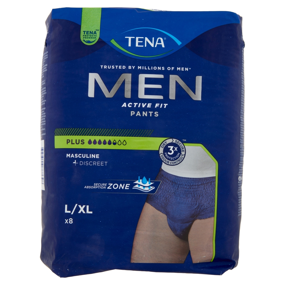 Tena Men Active Fit Pants Plus Size L 8 Pz